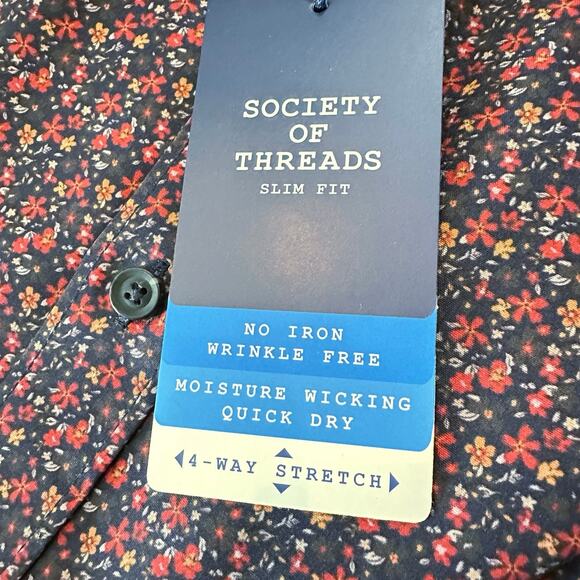 Society of threads size medium, four-way stretch, blue, and red floral - Picture 9 of 12